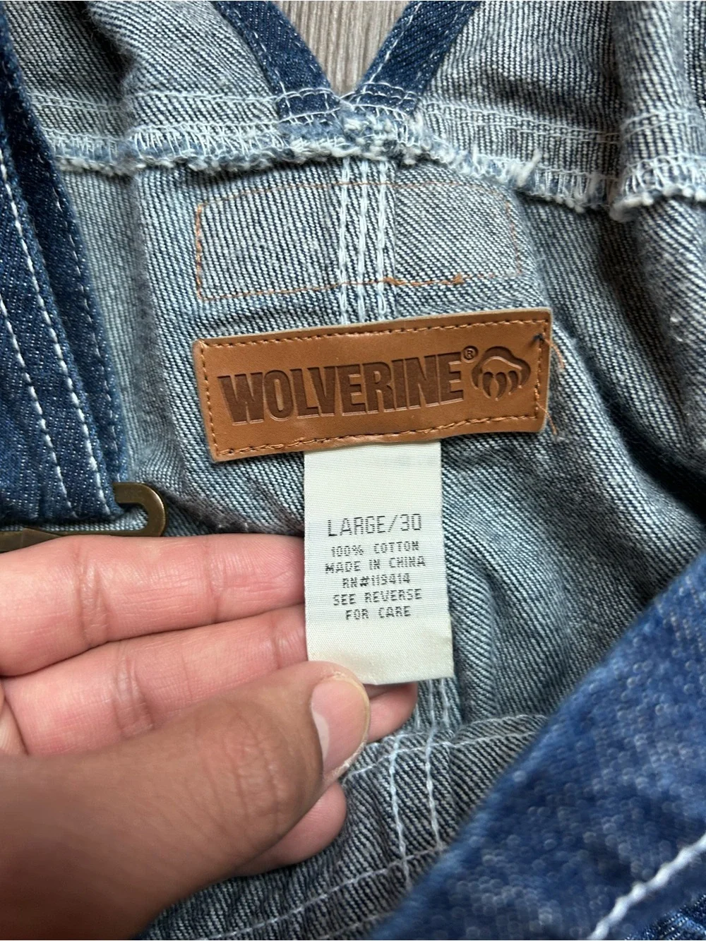 Wolverine Blue Denim Carpenter Bib Overalls Men’s Sz Large 30 Workwear